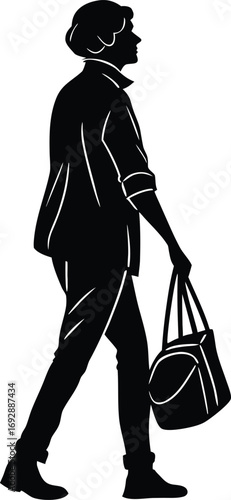 Man walking with a duffel bag silhouette