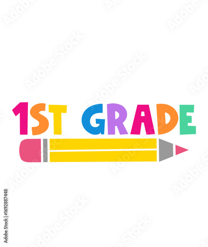 Foto First Grade 1st Grade back to school typography clip art design on plain white t