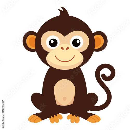 A fun and cute cartoon baby brown bear character smiles happily in a cheerful, isolated vector illustration