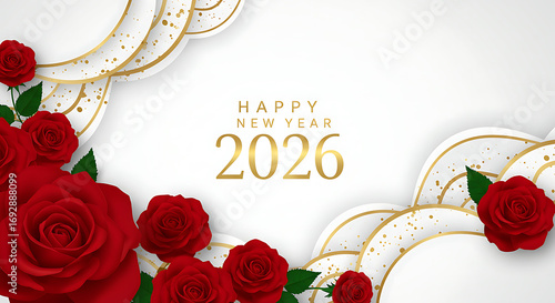 Happy New Year 2026 Floral Illustration