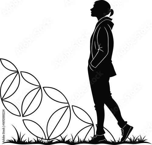 Woman in silhouette looking upward silhouette