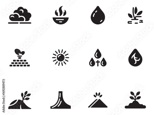 Petroleum & Oil Refinery Icons – Industrial Energy Plant Vector Set – Vol.4