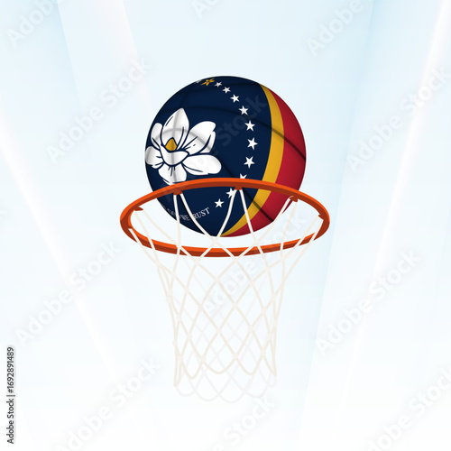 Mississippi Flag Basketball Scoring Through Hoop.