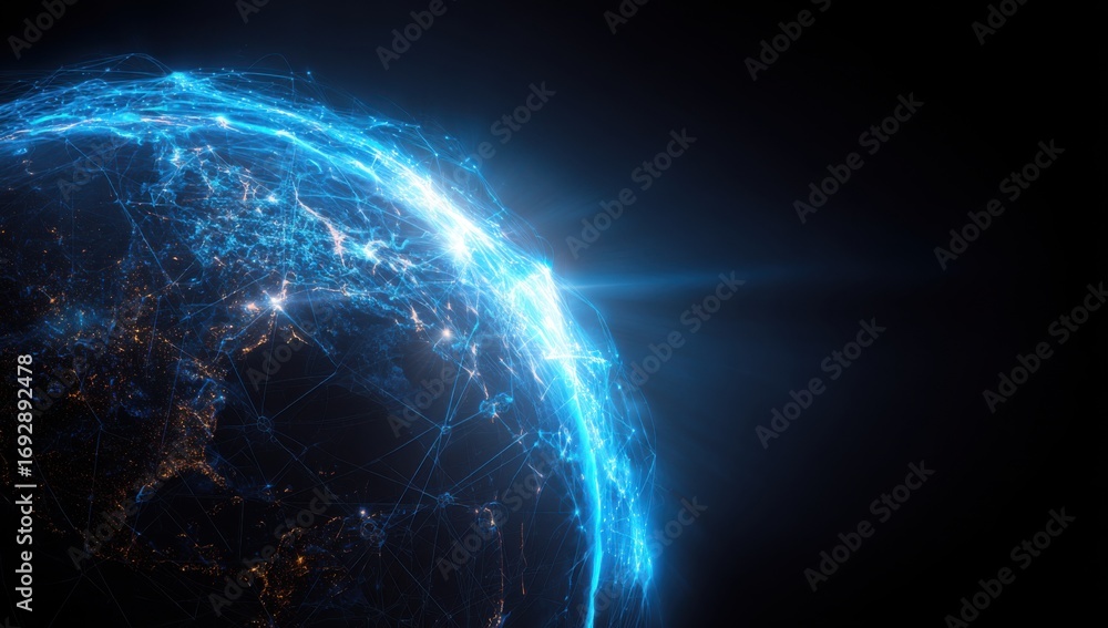 Obraz premium Abstract digital globe, network connections