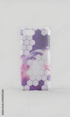 Stylish Hexagonal Smartphone Case Vibrant Cosmic Design Purple Pink Pattern