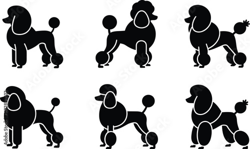 Poodle dog silhouette vector illustration, elegant grooming style, purebred pet design, stylish animal shape, decorative canine artwork, professional dog grooming, luxury breed icon