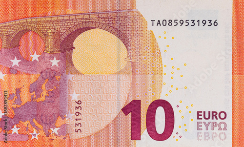 Foto 10 euro banknote, fragment for designers