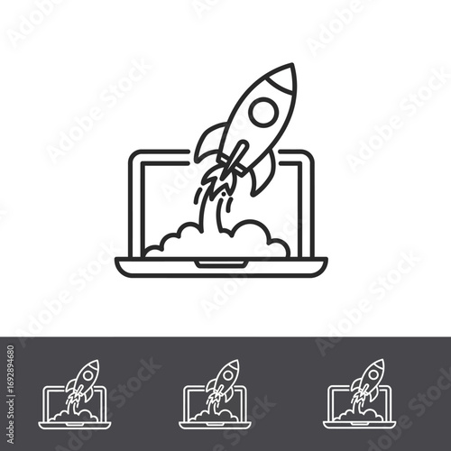 Accelerated Growth & Innovation: Modern Minimalist Rocket Icon for Startup Launch and Future-Forward Business Initiatives