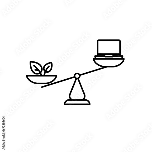 Achieving Optimal Balance: Bold Line Art Icon for Strategic Decision-Making and Sustainable Solutions