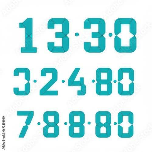 Free Download Digital flip clock numbers teal blue on white background - GFXLoad