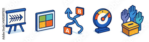 isometric decision making and voting icons
