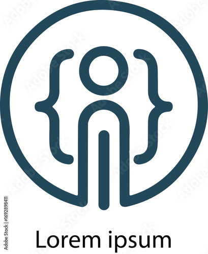 Design a clean, impactful logo for CodeCrafters Hub, a community for developers and programmers. The logo should creatively combine a human figure with coding brackets, symbolizing a supportive enviro
