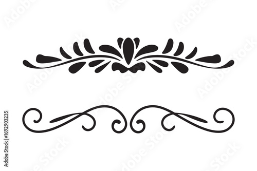 Elegant black flourish ornaments for design and decoration
