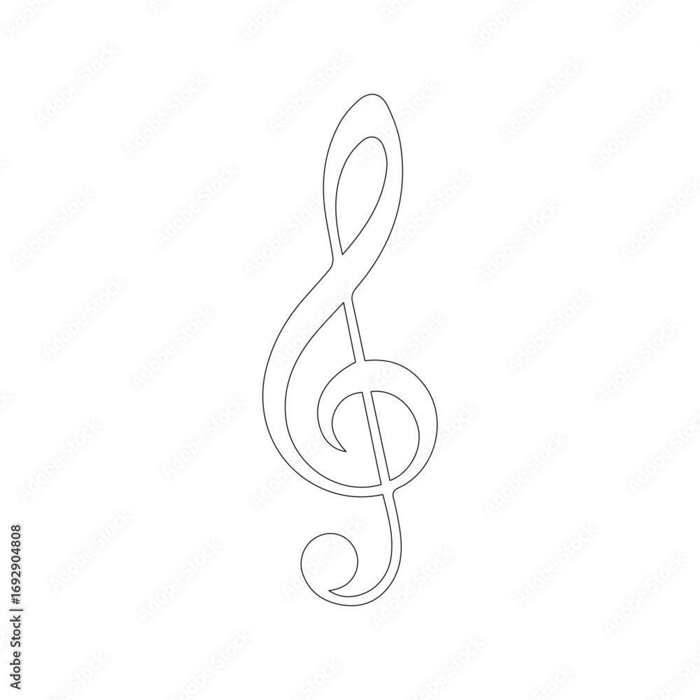 Fototapeta premium Treble Clef Line Art Vector | Musical Note Symbol Design