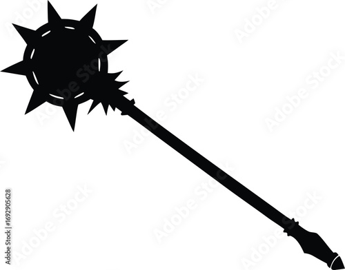 medieval spiked mace vector art
