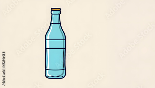 Beverage Bottle Icon, one line art. White tone