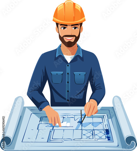 architect with blueprints