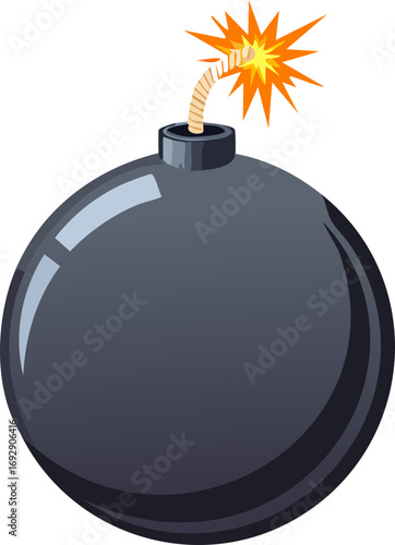 bomb with burning fuse