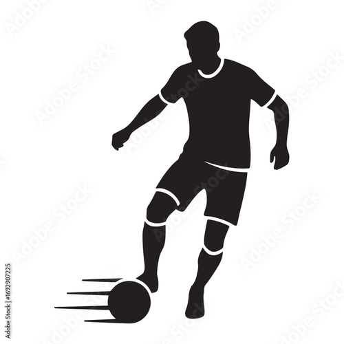Soccer player dribbling ball simple silhouette design