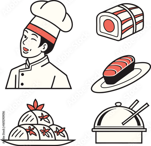 Skilled chef presents delicious sushi and gourmet dishes, inviting culinary delight and dining excellence