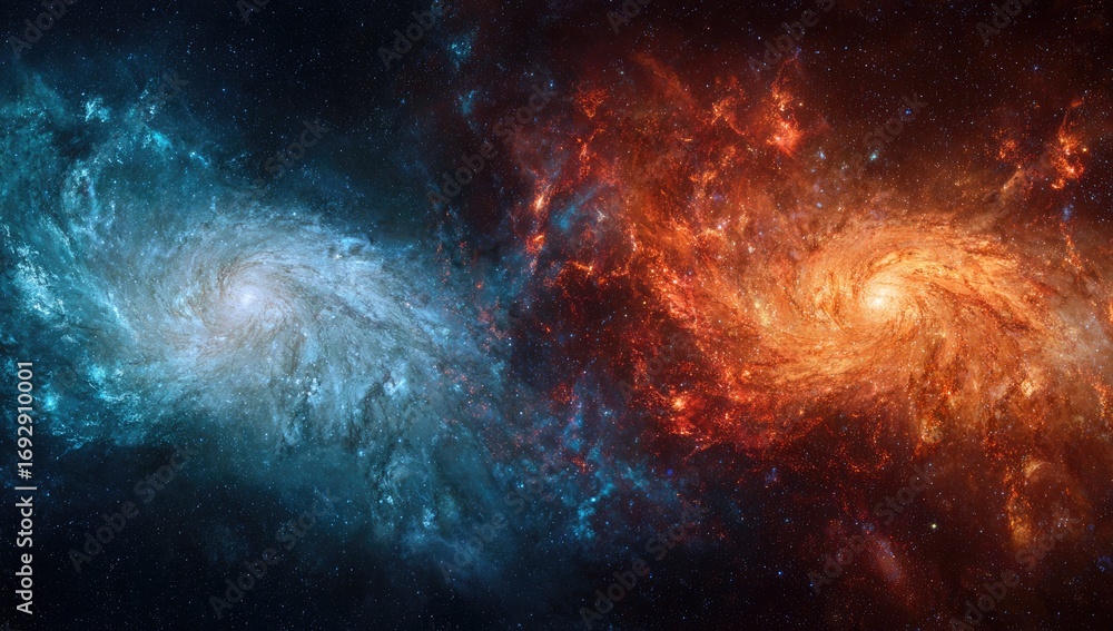 Fototapeta premium Cosmic spiral galaxies, vibrant hues