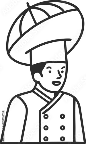 Joyful chef in traditional hat prepares delicious culinary masterpieces with passion and skill