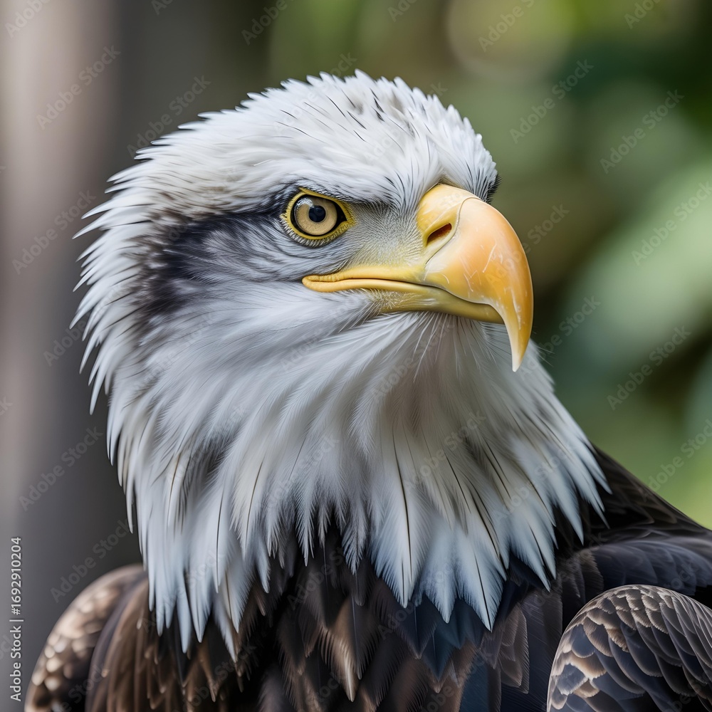 Obraz premium Close-up of a majestic Bald Eagle's head and neck