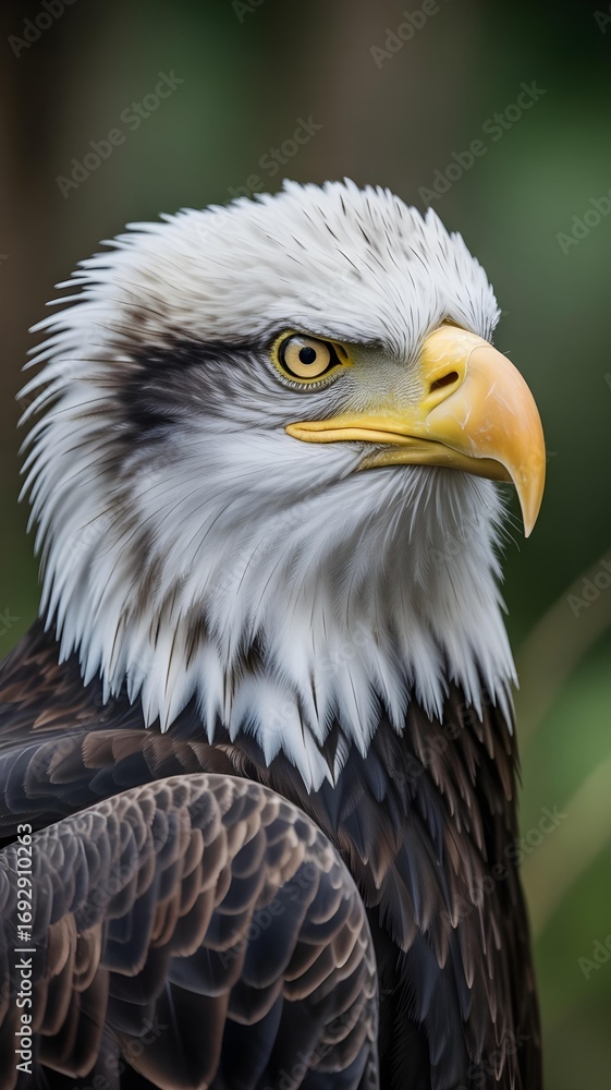 Obraz premium Close-up of a majestic Bald Eagle's head and neck