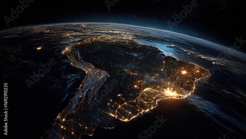 Earth at night, South America highlighted (2)