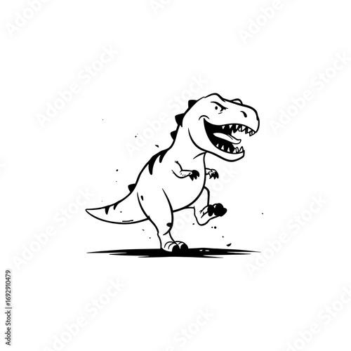 Albertosaurus. Albertosaurus simple black and white line art vector logo
