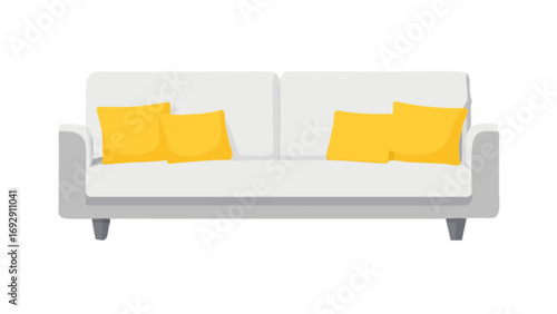 Shop modern white sofa with yellow pillows for living room furniture and home decor ideas online today