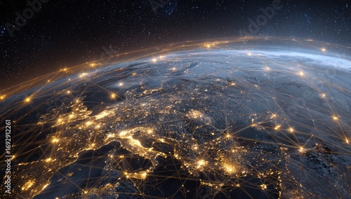 Global network over Europe at night