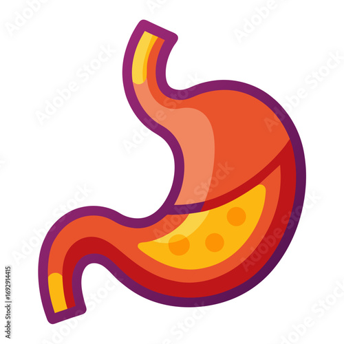 Vibrant stomach illustration for digestive health campaigns, perfect for medical education or healthcare marketing, a modern depiction of human anatomy for informative designs