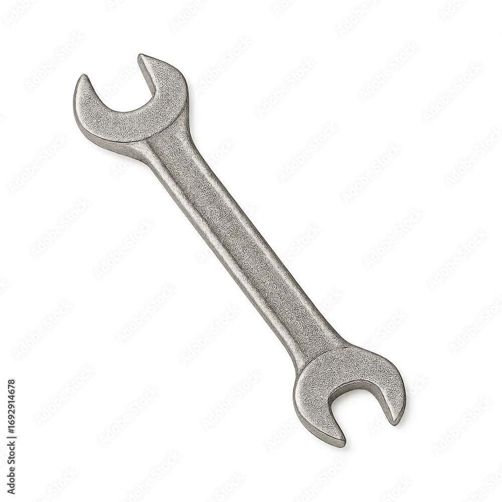 Photo of a single metal wrench tool isolated on transparent background, representing repair, maintenance, and mechanical work Photo of a single metal wrench tool isolated on transparent background, representing repair, maintenance, and mechanical work