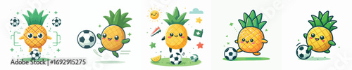 cute pineapple vector playing ball