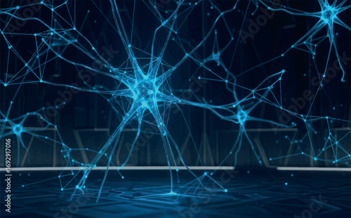 Abstract visualization of glowing blue neural network connections against a dark background, representing brain activity and artificial intelligence
