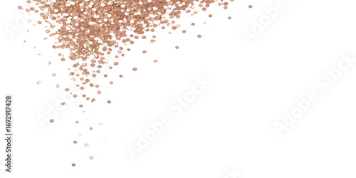 Abstract splash of coffee-colored grunge powder and ink drops on a brown background