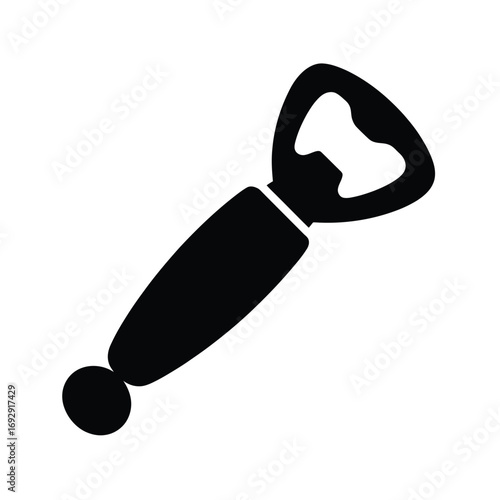 Black silhouette of a classic bottle opener on a white background