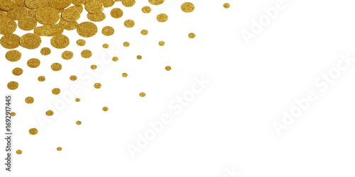 Colorful, shiny, falling bubble shapes and circles create an abstract yellow background for a festive vector illustration
