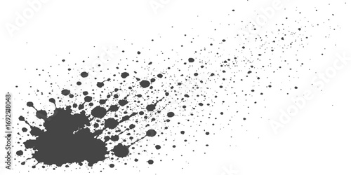 Black and white grunge background with ink splat and paint stains