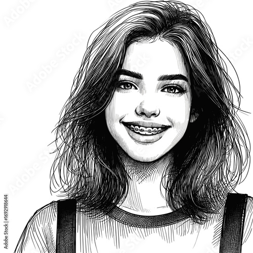 Smiling girl with braces