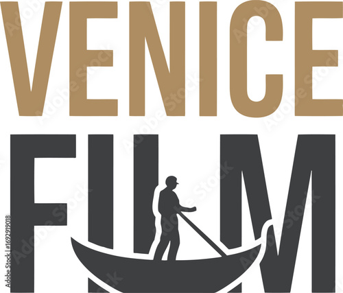 Venice Film Festival Logo with Gondolier Silhouette for Artistic Event Promotion