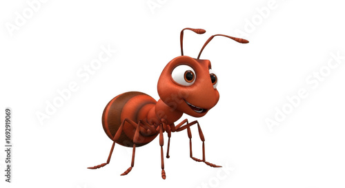 Cute cartoon ant with big eyes and red body for children's designs