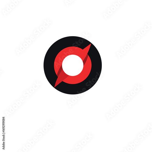 Modern red and black abstract circular logo symbol design minimalist shape logo