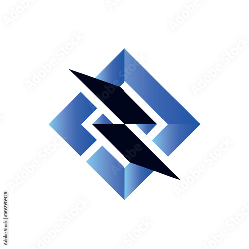 Free Download Modern abstract geometric logo design with sharp edges and gradient blue accents logo - GFXLoad