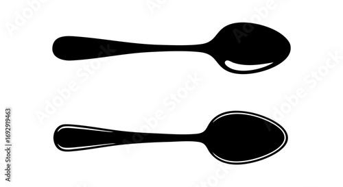 Wooden Spoon Silhouette Vector | Rounded Head and Long Handle Kitchen Utensil Design Isolated on White