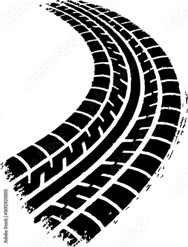 Curved Skid Marks Vector Illustration of Car Drift Tire Tracks for Road, Racing, and Transportation Design