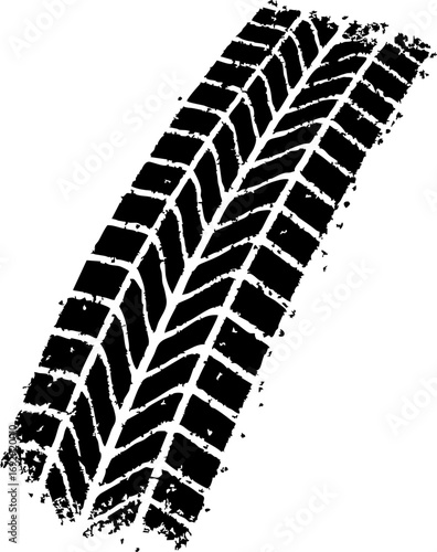 Curved Skid Marks Vector Illustration of Car Drift Tire Tracks for Road, Racing, and Transportation Design