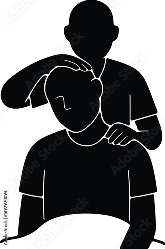 Vector Back massage silhouette given to patient Illustrator