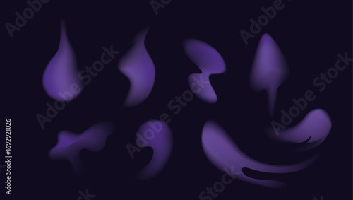 Abstract Purple Gradient Blob Vector Set | Magic Smoke Halloween Effect Shapes